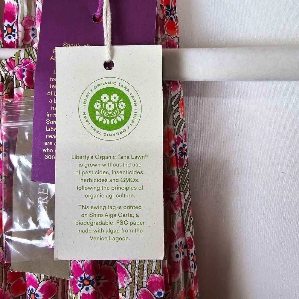 J. Crew Tie-Waist Halter Dress Liberty Ellie Fabric Ellie Ruth Pink Midi Dress - Picture 8 of 13